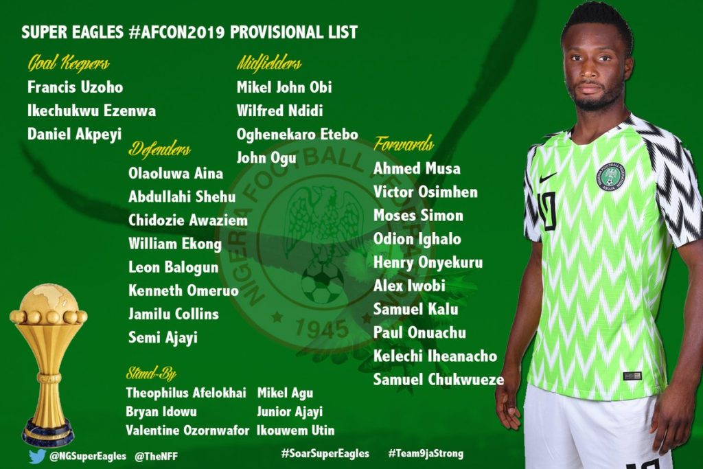 AFCON 2019: Gernot Rohr releases 25-man provisional Super Eagles list